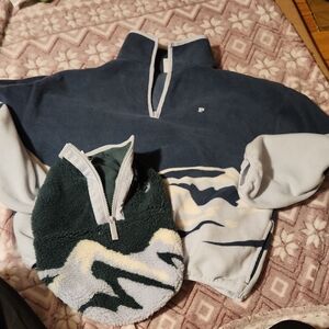 PINK Victoria's Secret Blue and Green Zip-Up Sweater